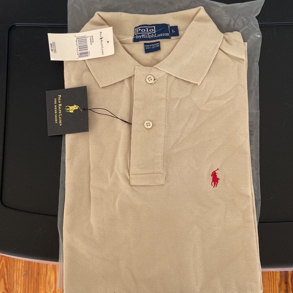 NEW Tan Ralph Lauren POLO Shirt Men's Short Sleeve Sz. M - Picture 7 of 7